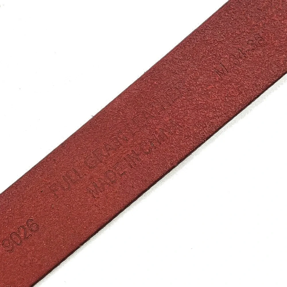Falari Leather Belt Mens Medium 34-36 Red Silvertone Buckle 29-35